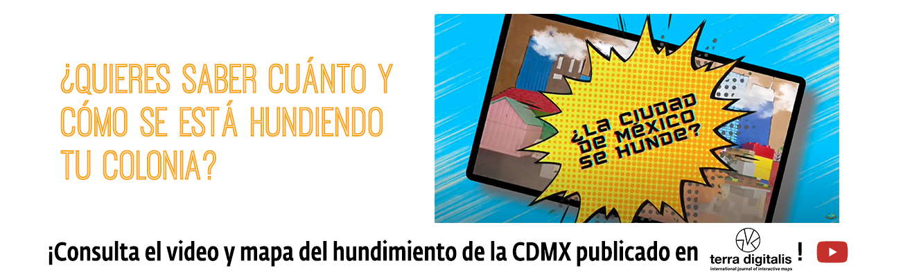 Banner sobre el mapa del hundimiento de la CDMX